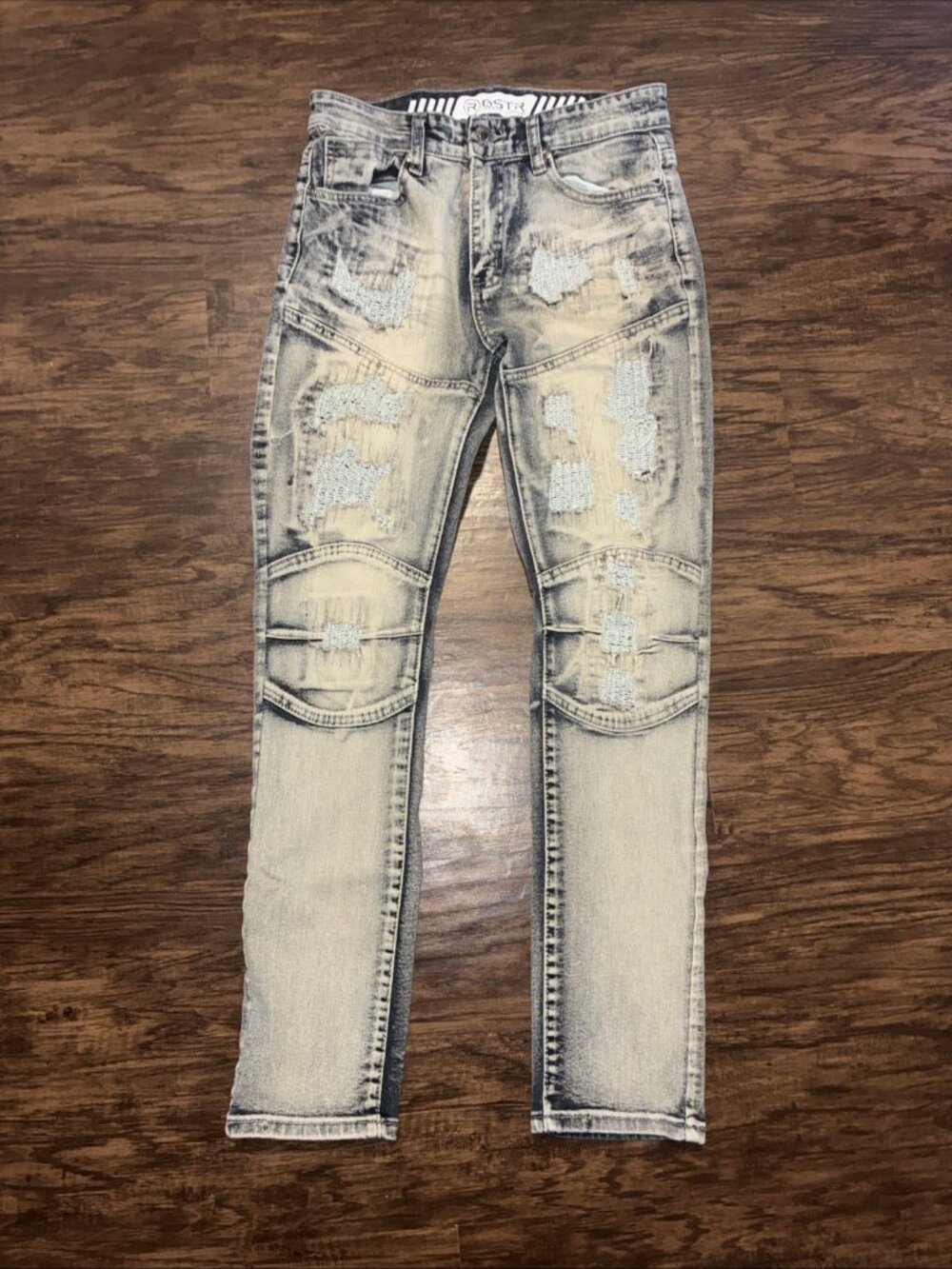 RGSTR Jeans Denim Mens 30x 28.5” Blue Skinny  Distressed Acid Washed Stretch